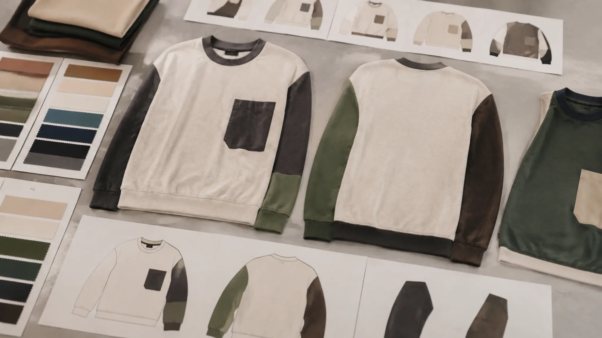 Garment colorway and placement comparison for an apparel graphic collection