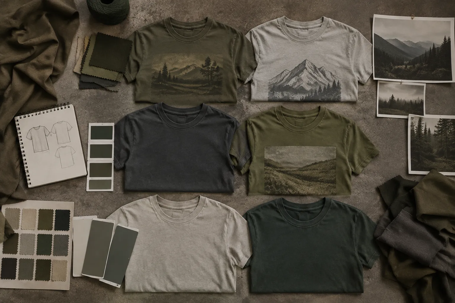 Simulated mockup comparing tonal artwork and garment colorways