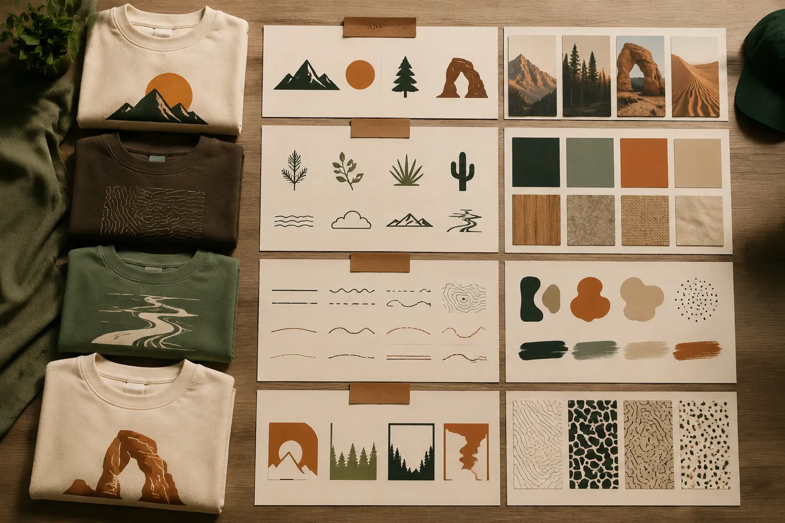 Apparel graphics arranged by motif role, colorway, and placement